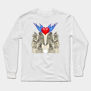 Holy heart with crying angels Long Sleeve T-Shirt